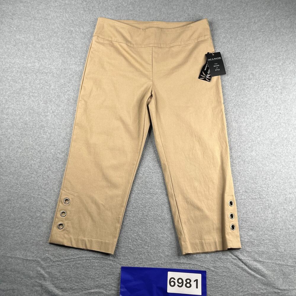Zac & Rachel Ultimate Fit Chino Crop Casual Beige Womens Size 14 NEW NWT